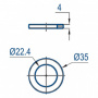 Кольцо MRF 22.4×35×4 мм для трубы 22 мм, нерж. сталь (арт. 202370213)