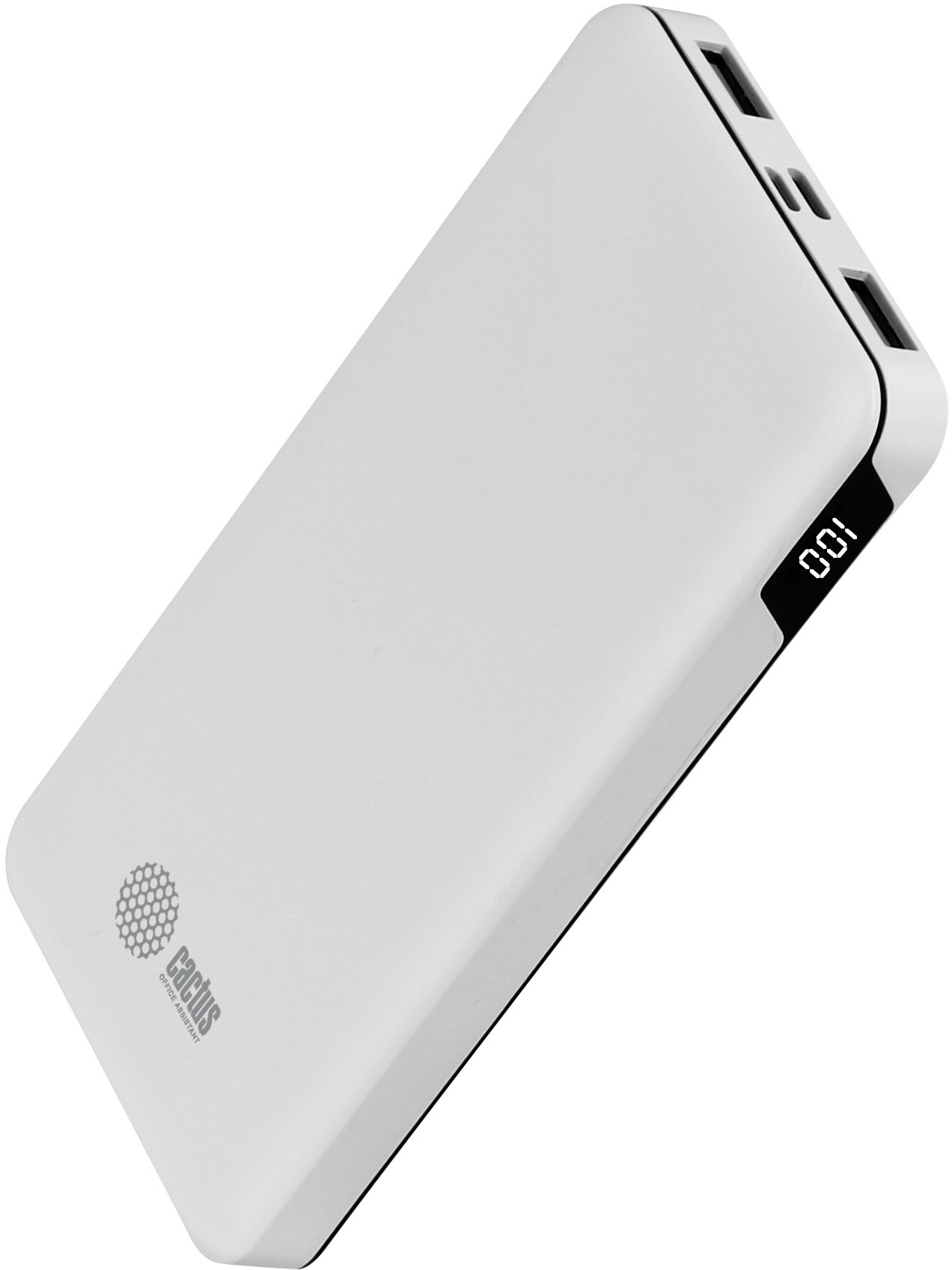 Мобильный аккумулятор Cactus 10000mAh, 2.1A, 2xUSB, белый (арт.  CS-PBFSKT-10000) купить в OfiTrade | Характеристики, фото, цена